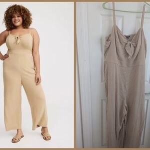 Torrid Beige Jumpsuit with Bow Detail